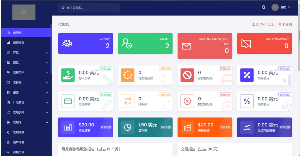 后台仪表板