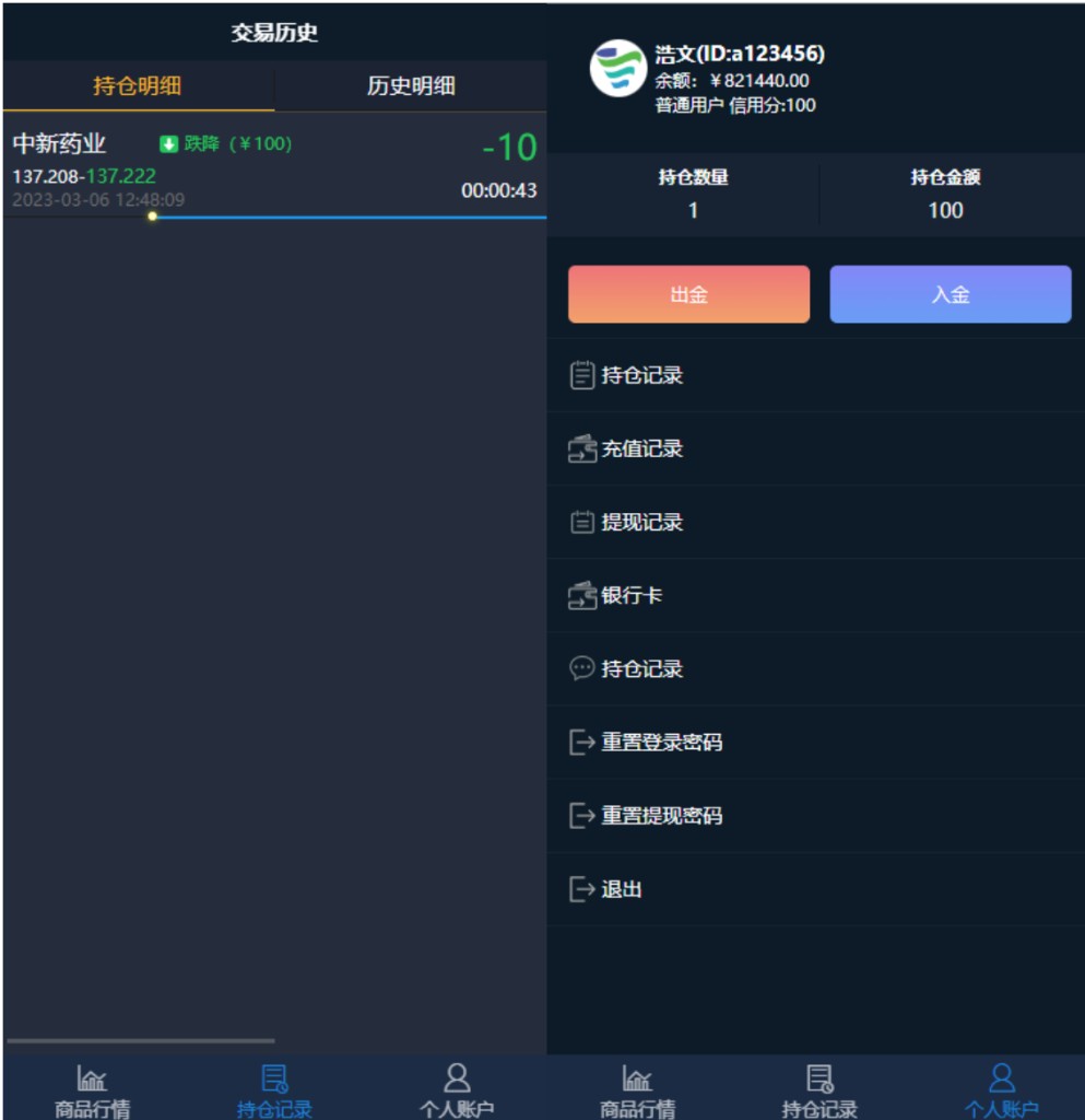 交易历史持仓